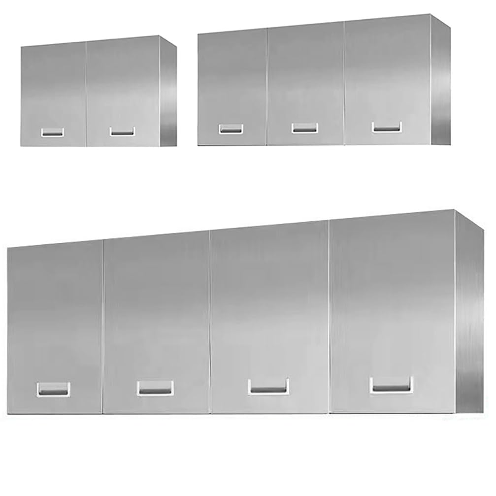 WYRNOBRX Floating Wall Cabinet, Stainless Steel Storage Cabinets, Multi-Tier Shelving Unit Multifunctional Gabinetes Para Cocina, for Garage, Kitchen, Garage Tool Organizer,Silver,L160*H60*W35
