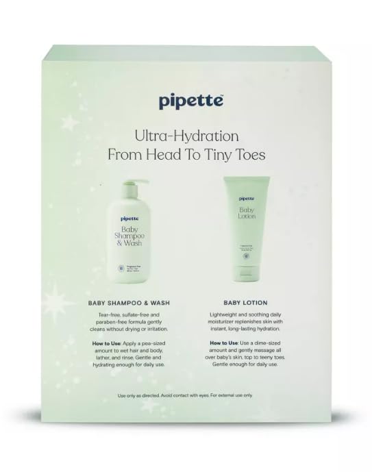 New~Pipette Baby Bath Wash Gift Set - Shampoo & Lotion - 17.5 fl oz/2ct