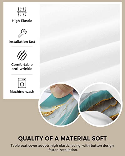 Scominoc Marble Seat Covers For Dining Room Chairs Set Of 4, Aqua Modern Stretchy Dining Chair Cushion Covers, Removable Washable Furniture Protector Ink Paint Teal Yellow Crack Slipcovers For Office #TOP1