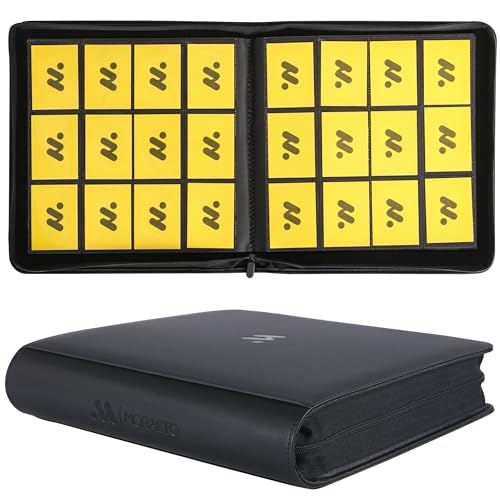 Image of Card Binder 12 Pocket,Trading Card Binder Holds up to 1200 Cards with 50 Sleeves,Zipper Card Holder Album Compatible with TCG Card /Game Cards /Sports Card