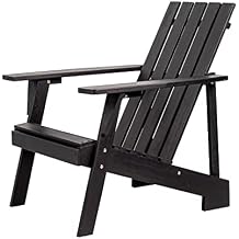 JONATHAN Y Irving Solid Acacia Wood Adirondack Chair, Weather-Resistant Outdoor Patio Seating for Garden, Deck, and Fire Pit, Black Finish PAT1001D