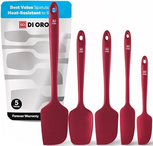 Lot De 5 Spatules De Cuisine En Silicone Résistant à La Chaleur (260°C) - Multicolores, Longueur 21cm - Design Monobloc Sans Couture