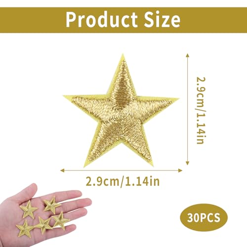 30 Parches Ropa Estrellas Para Ropa, Parches Termoadhesivos Dorados Para Planchar En Camisetas, Vaqueros, Bolsas Y Accesorios, Estrellas Termoadhesivas Ropa Lavables Para Reparar Y Decorar Prendas