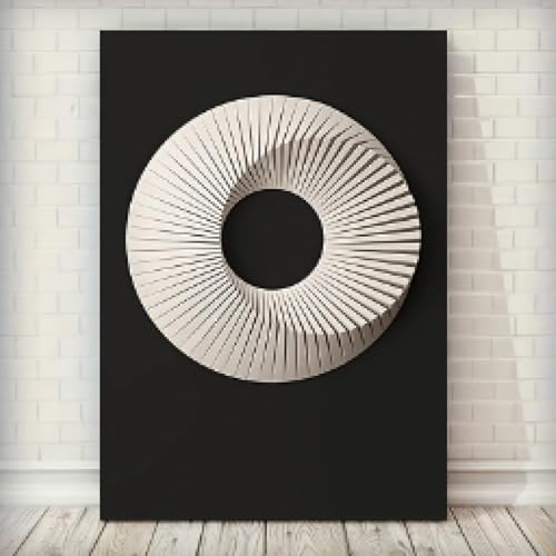 Art mural noir et blanc 3D moderne pour décoration de salon élégante