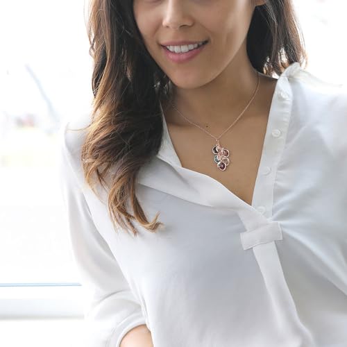 JINMA Personalized Birthstone Necklace, Custom 1-6 Leaf Letter Pendant Necklace for Women Wife Mom Girlfriend2