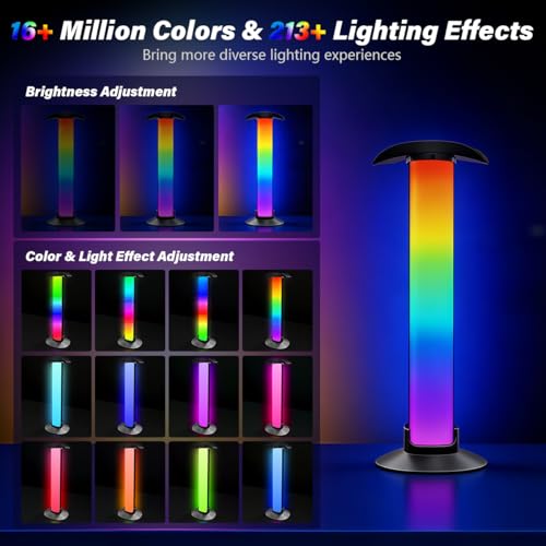 Image of HASTHIP USB RGB Desktop Light Bar, 16-Color LED Ambient Desk Lamp with Remote Control & Music Sync, Removable Headset Arch Holder, Adjustable Gaming Light for PC Setup, Home Office, 26x9.5x9.5cm