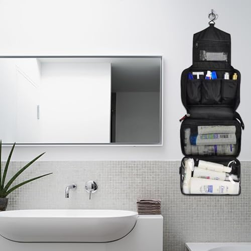 Fuzvol Compact And Foldable Travel Wash Bag,Waterproof Hanging Toiletry Organiser With 4 Spacious Compartments,Ideal For Men & Women, Durable And Lightweight Fabric For Convenient Travel Use (Orange) - 5