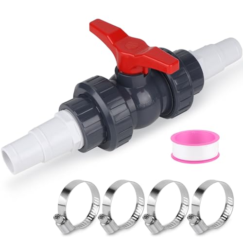 SWAWIS Vanne Piscine avec Raccord Tuyau pour Tuyau Piscine 32-38mm Raccord Tuyau d'arrosage Raccord Piscine Robinet d'arrêt 1 1/2