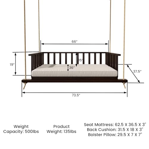 Live Casual The Madison Steel Daybed Porch Swing with Included Outdoor Cushion Set