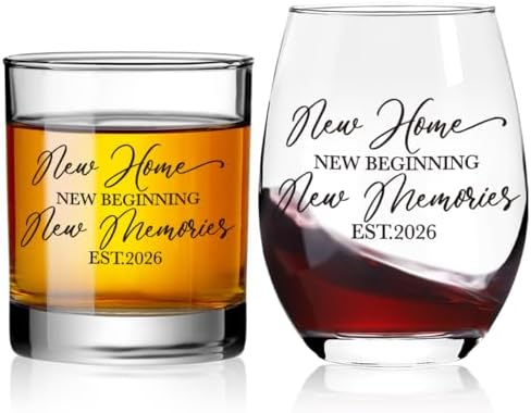 New Home New Beginning Memories,Funny New Home Stemless Wine Glas...