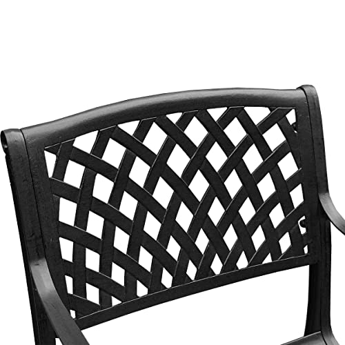 Oakland Living 1016-MESH-KD-CHAIR-LBK Modern Outdoor Mesh Cast Aluminum Black Patio Dining Chair thumb #3