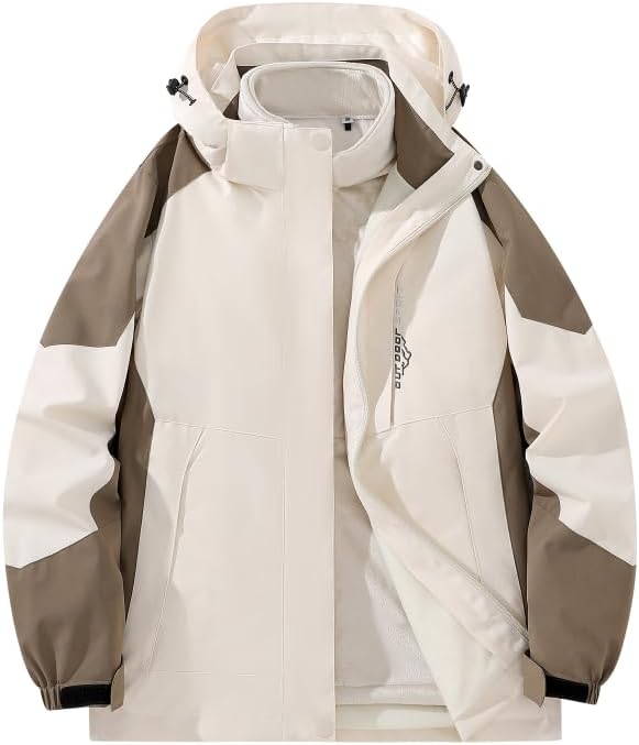 Women's 3-in-1 Winter Ski Jacket, Detachable Hood, Outdoor Hiking Camping Coat