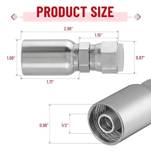 Image of 12 Pack Hydraulic Hose End Fittings: 1 /2 inch I.D. Hose x 1 /2 inch JIC 37 Female With Protection Cover Hydraulic End Swivel Crimp Fitting