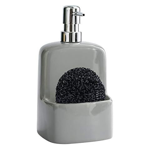 Soap Dispenser for Kitchen Sink - Ceramic Dish Soap Dispenser with Sponge Holder 20 OZ Dish Liquid Dispenser Cover