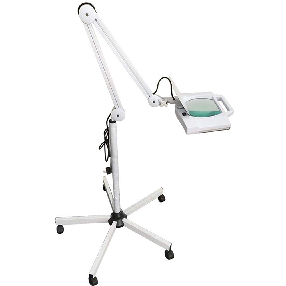 Aioneer Magnifier Floor Standing Magnifier Lamp With 5X Magnification,Led Beauty Salon Cold Light Magnifying Glass,White