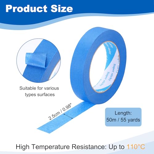 Image of PATIKIL Painters Tape 1 Inch x 55 Yards, Adhesive Masking Tape Blue Paint Tapes for Wall Painting DIY Artist Craft Arts Decoration Labeling