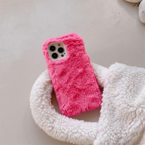 Coque en peluche pour iPhone 13 Pro avec protection d'objectif rose élégante