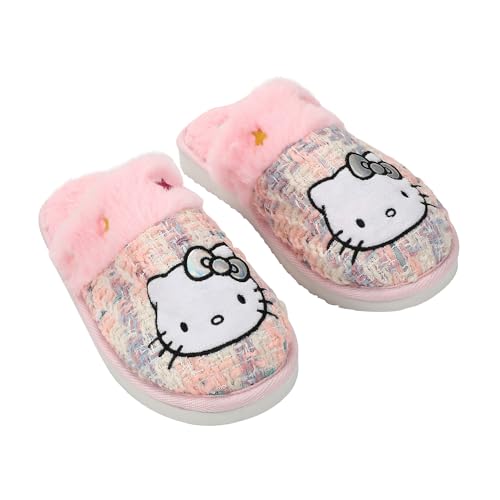 Mules Hello Kitty femme Bioworld sandales paillettes tweed gris mode