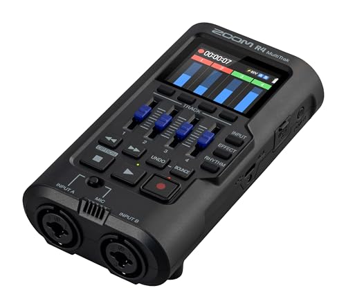 Image of Zoom R4 MultiTrak 32-Bit Float Recorder with Stereo Bouncing, 2 XLR /Combo Inputs, Built-In Microphone, Effects, Rhythms, Battery Powered, and Audio Interface