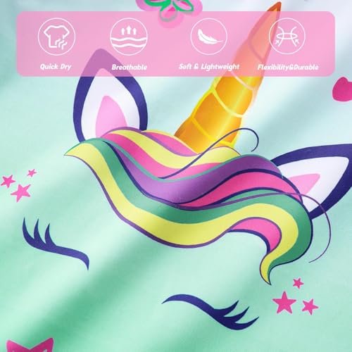 WAWSAM 2 Pieces Girls Rash Guard Toddler Swimsuit Girl Swimsuit Short Sleeve Bathing Suit for 3-6 Years4