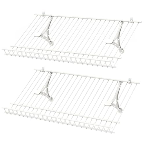 GOPLUS Rangement Chaussure 2PCS en Fil Métallique, Etagere Chaussure Murale 61 CM Inclinées avec...