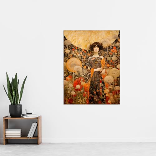 Artery8 The Girl In The Dandelion Dream By Dianne Knope Klimt William Morris Inspired Style Wildflower Meadow Extra Large XL Wall Art Poster Print - Image 4