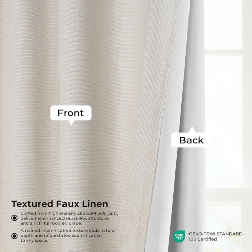 Image of HPD Half Price Drapes Grommet Linen Curtains 96 Inches Long Room Darkening Curtains for Bedroom & Living Room (1 Panel), 50W x 96L, Birch