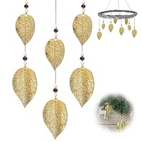 6 Stück Blatt-Anhänger Deko, Hänger Schimmerblatt Dekohänger Fensterdekoration Blätter, Metall Deko Anhänger Blatt, Ideal für vielfältige Dekorationsmöglichkeiten (Gold)