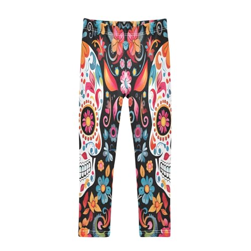 Toddler Girls Leggings Printed Yoga Pants Leggings Floral Skull for Kids