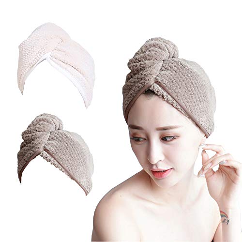 Microfiber Hair Towel Turban Wrap 2 Pack - Bestgrass Anti Frizz Absorbent & Soft Shower head Towel, Quick dryer Hat, Bathing Wrapped Cap for Women Girls Mom Daughter