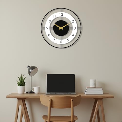 Image of Auromin Modern Wall Clock for Living Room Stylish | Big Size Modern Style Decorative Wall Watch for Home, Hall, Bedroom & Office | Premium Fancy Wall Clock for Living Room Wall Decor