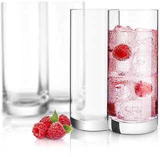JoyJolt Stella Lead Free Crystal Highball Glasses Barware Collins Tumbler for Water, Juice