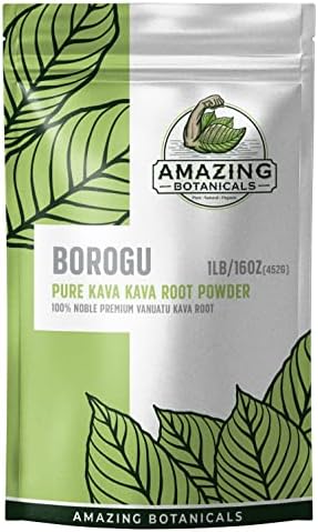 Amazing Botanicals Kava Root – Fresh Borogu Kava Root – 100% Noble Kava-Kava 16oz/1lb Calming Stress Relief, 1 Pound Bag of Pure Finest Fresh Vanuatu Kava Root