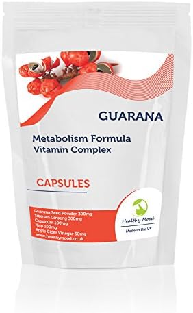 Guarana 2000mg Complex Health Food Supplement Vitamins 180 Capsules Metabolism Formula Siberian Ginseng Capsicum Kelp Apple Cider Vinegar