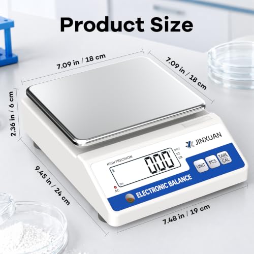 Image of Lab Scale Gram Scale 6000gx0.01g Accuracy Laboratory Balance Scale Digital Scale Electronic Analytical Balance for Jewelry Gold Kitchen Lab, with 7 Units Conversion, 500g Weight, LCD Display