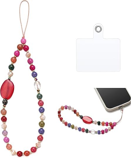 KHOLAD Universal Mobile Phone Charm Wrist Strap With Tether Tab - Beaded Lanyard Wristlet - Handmade Semi-Precious Gemstone Chain & Case Keychain-image-16