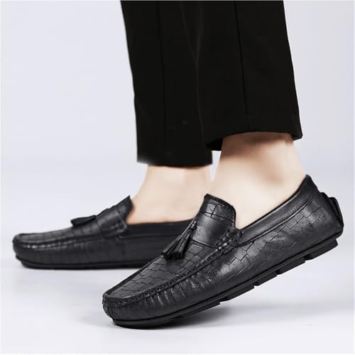 Fashion Loafers for Men Pu Leather Vintage Solid Color Round Toe Non Slip Block Heel Anti-Slip Slip Resistant Wedding Slip On4