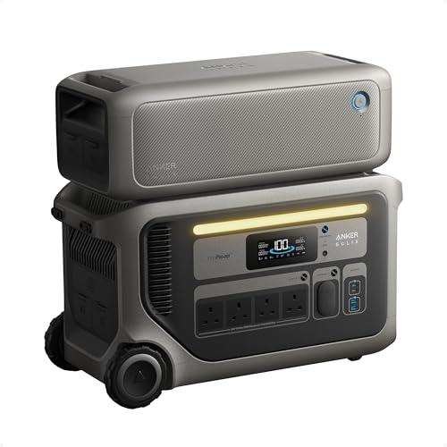 Anker SOLIX F3000 Portable Power Station and BP3000 Expansion Battery, 3,072Wh, 230V Output, 6,000W Recharging, Solar Generator for Home Use, Camping, RVs, and Emergencies