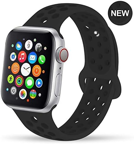GZ GZHISY Newest Band Compatible for Apple Watch Bands 38mm 40mm, Soft Silicone Sport Band Replacement Wristband, Compatible for iWatch Apple Watch Series 5/4/3/2/1, Anthracite/Black 38/40ML