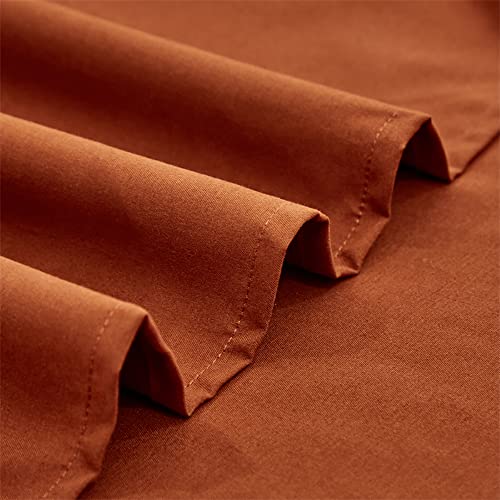 Karever Solid Rust Bed Sheet Set Burnt Orange 4 Pieces Bedding Sheet Set 1 Fitted Sheet 1 Flat Sheet With 2 Pillowcases Queen Size Women Men Bed Caramel Sheet Sets #TOP4