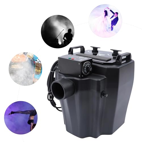 Máquina de niebla con hielo seco y tubo, niebladora profesional de humo bajo de 6000 W para bodas, fiestas y eventos, color negro miniatura 5