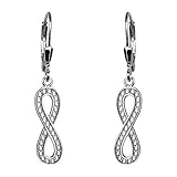 ELEGANTES Y ATEMPORALES - Pendientes Colgante de plata con diseño de infinito y circonitas - perfectos para cualquier ocasión y fáciles de combinar con todos los atuendos