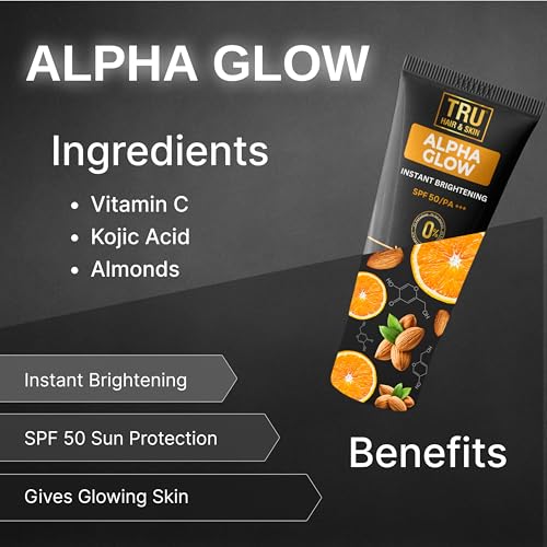 Image of TRU HAIR & SKIN SPF 50 Stylish Cream 50gm + Alpha Glow Instant Brightening Cream 25ml + Nanotechnology Facewash 50ml COMBO