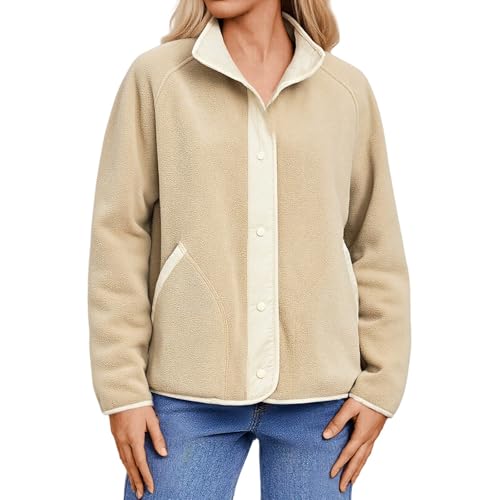 Veste décontractée légère et bicolore manteau en polaire coupe ample confortable