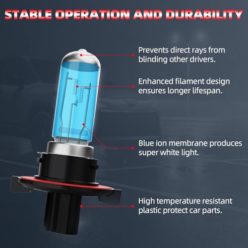 Image of Headlight Bulbs Fit For Ford Focus 2008-2011, 300% Ultra Brighter Halogen Headlight Bulb And License Plate Lights Combo, 9008 H11 High Low Beam Fog Lights, 6500k White Light, Pack of 6
