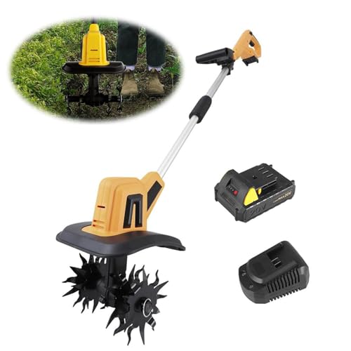Cultivador EléCtrico Para JardíN (Ancho De Trabajo De 22 Cm/Profundidad De Labranza De 16 Cm), Motoazada Manual InaláMbrica De 270 Rpm, Cultivador EléCtrico Con BateríA De 2 Ah