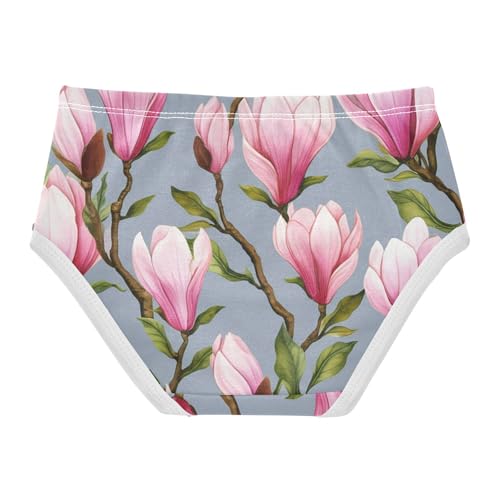 Pink Magnolia Flowers Leaves Toddler Underwear Floral 2t Cotton Panties Little Girl Artistic Briefs Girls Undies2