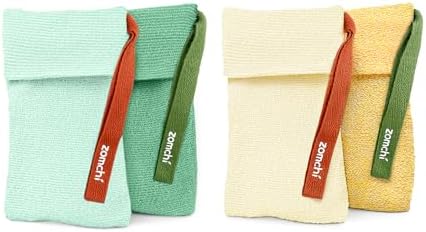 ZOMCHI 4 Pack Exfoliating Soap Pouches - Mint & Yellow