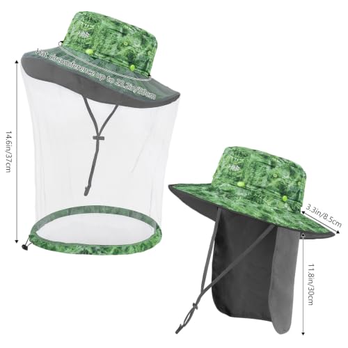 Image of BASSDASH UPF 50+ Mosquito Sun Hat with Hidden Head Net and Neck Flap for Men Women Outdoor Fishing Hiking Camping