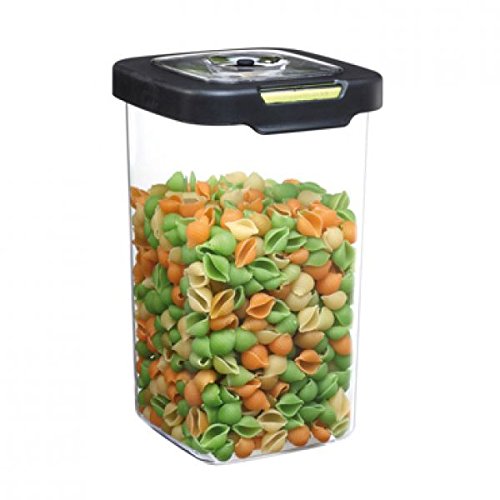 Vacuumsaver Recipiente de Alta Resistencia con Sistema de Vaciado, Transparente y Negro, 15x9x21 cm